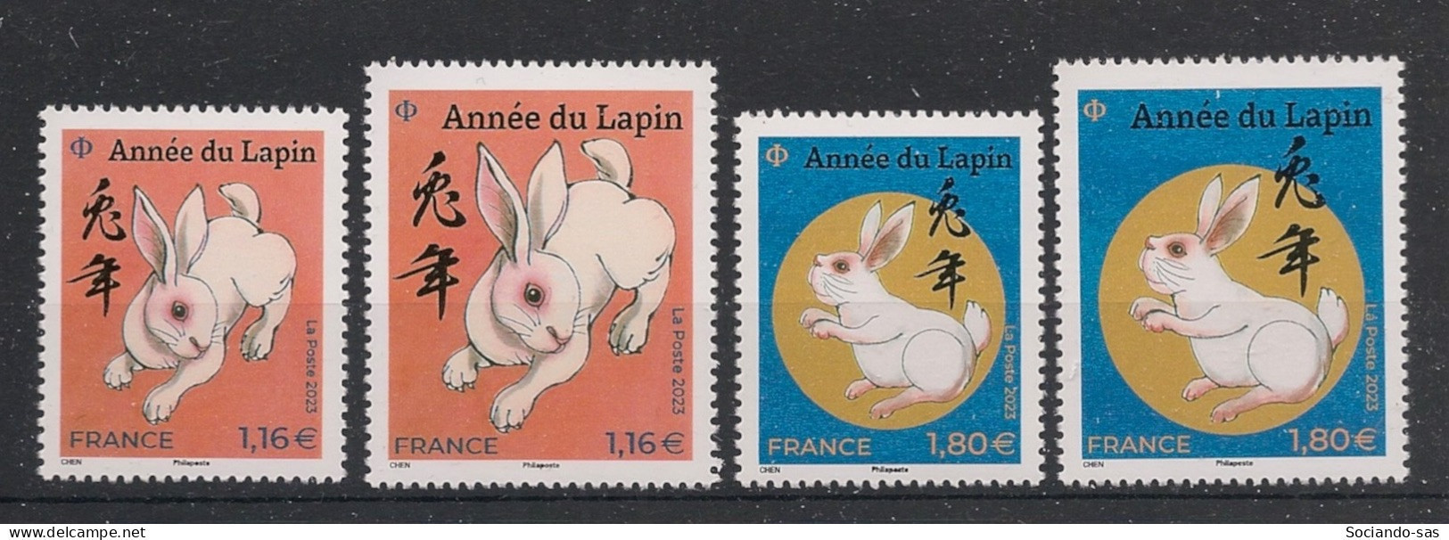 FRANCE - 2023 - N°YT. 5645 à 5648 - Année Du Lapin - Neuf Luxe ** / MNH / Postfrisch - Unused Stamps