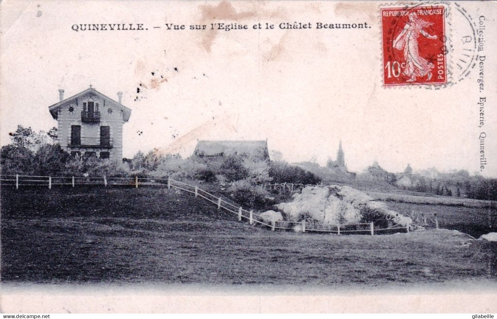 50 - Manche - QUINEVILLE - Vue Sur L Eglise Et Le Chalet Beaumont - Other & Unclassified