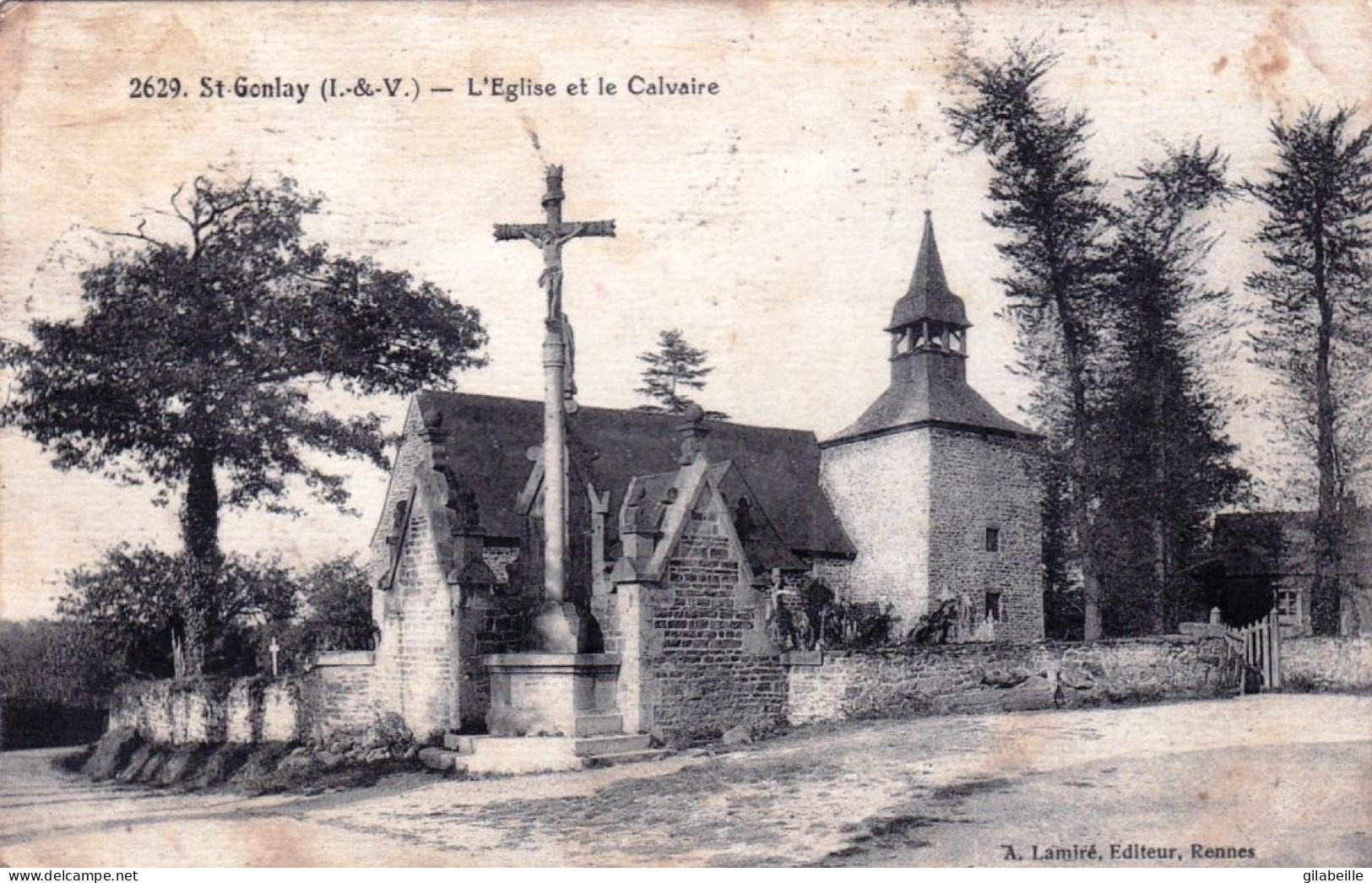 35 - Ille Et Vilaine  - SAINT GONLAY - L Eglise , Le Cimetiere Et Le Calvaire - Otros & Sin Clasificación