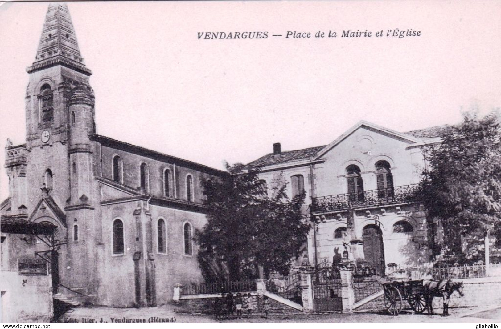 34 - Herault - VENDARGUES - Place De La Mairie Et L église - Andere & Zonder Classificatie