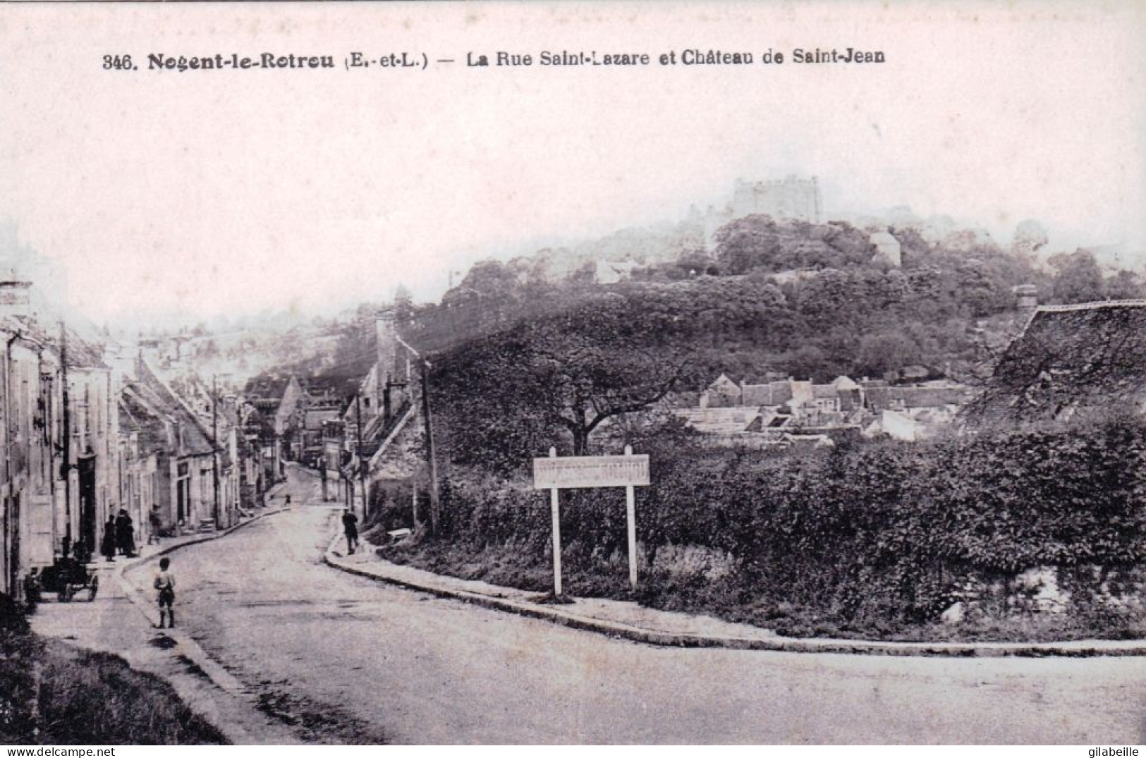 28 - Eure Et Loir - NOGENT Le ROTROU - La Rue Saint Lazare Et Chateau De Saint Jean - Nogent Le Rotrou