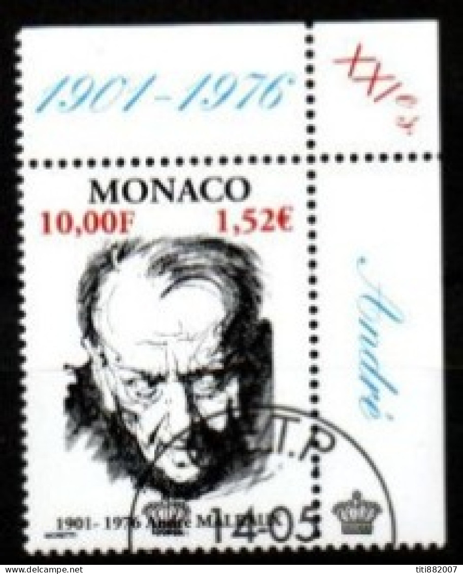 MONACO   -   2001 .  Y&T N° 2301 Oblitéré .  L'écrivain  André Malraux - Usati