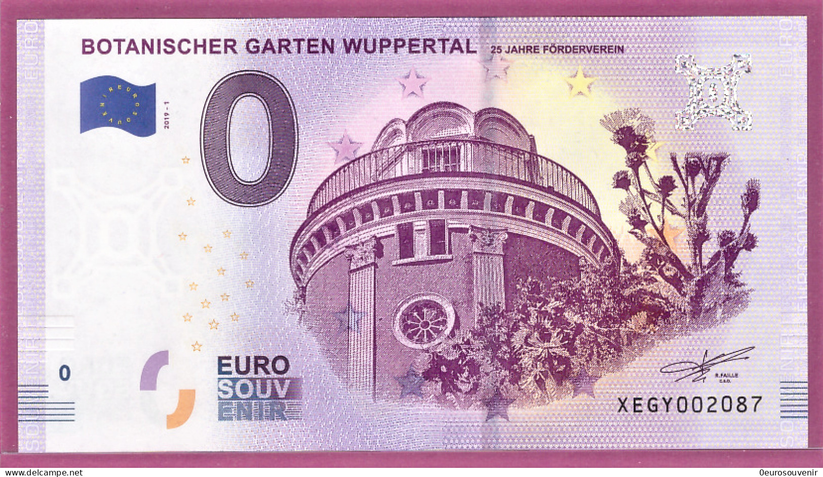 0-Euro XEGY 2019-1 BOTANISCHER GARTEN WUPPERTAL - 25 JAHRE FÖRDERVEREIN - Pruebas Privadas