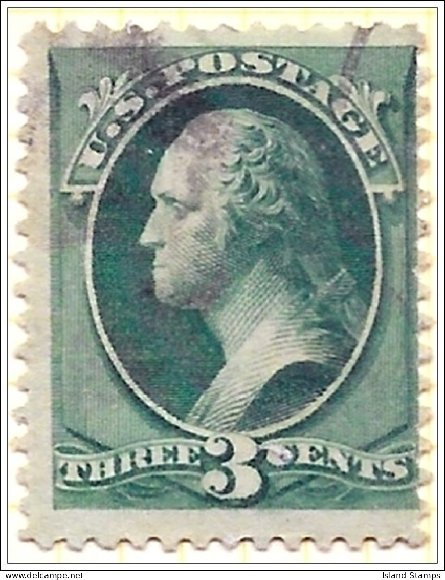USA 1870 3 Cents Green Used V1 - Oblitérés
