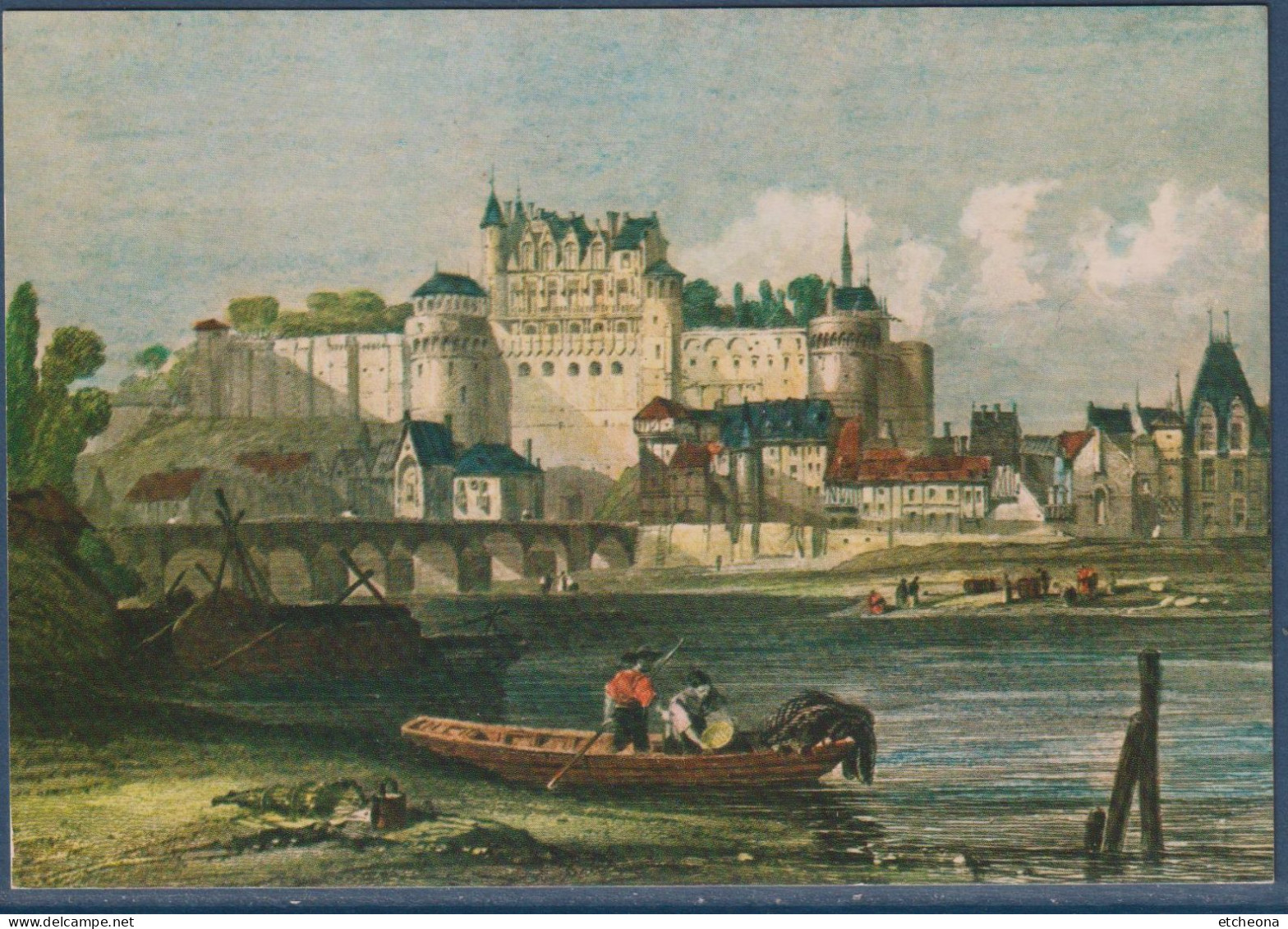 Chateau De La Loire Gravure 19ème Amboise Indre Et Loire, Tour Des Minimes, Logis Du Roi, Chapelle Saint Hubert Remparts - Châteaux