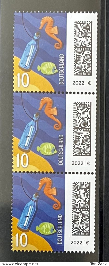 BRD MiNr. 3723, “Flaschenpost”, 1. Auflage, 3er-Streifen Ohne ZN, Postfrisch - Roller Precancels