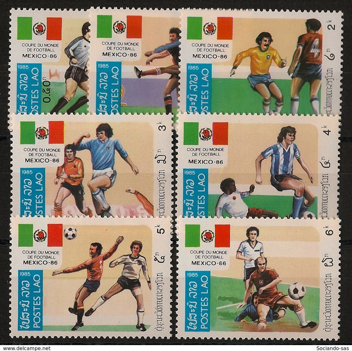 LAOS - 1985 - N°YT. 617 à 623 - Football World Cup Mexico - Neuf Luxe ** / MNH / Postfrisch - Laos