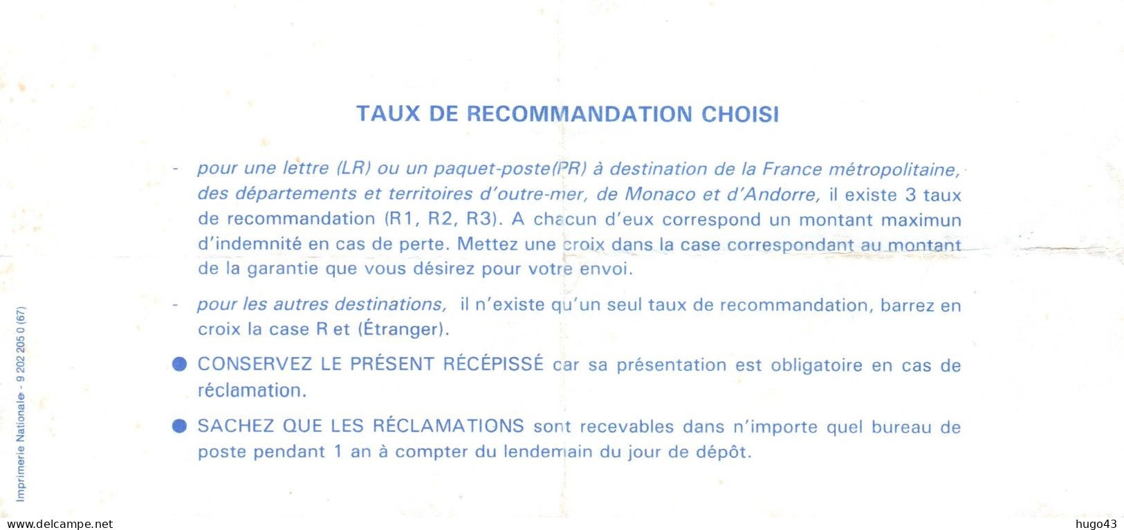 RECEPISSE D' UN ENVOI RECOMMANDE AVEC CACHET TOULON INSTRUCTION MARINE LE 13/3/1990 - Seepost