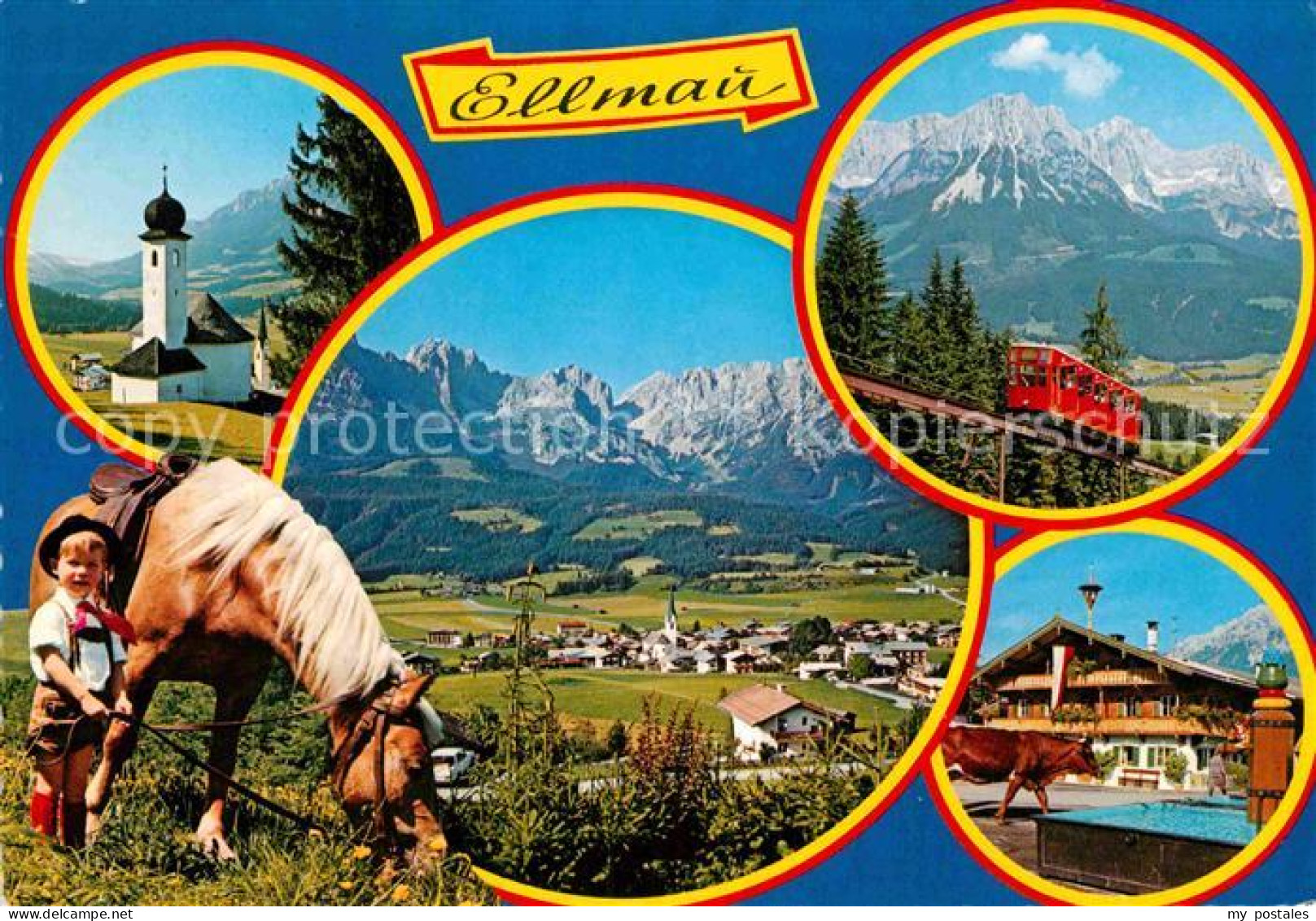 72897412 Ellmau Tirol Am Wilden Kaiser Kirche Panorama Bergbahn Brunnen Ellmau T - Other & Unclassified