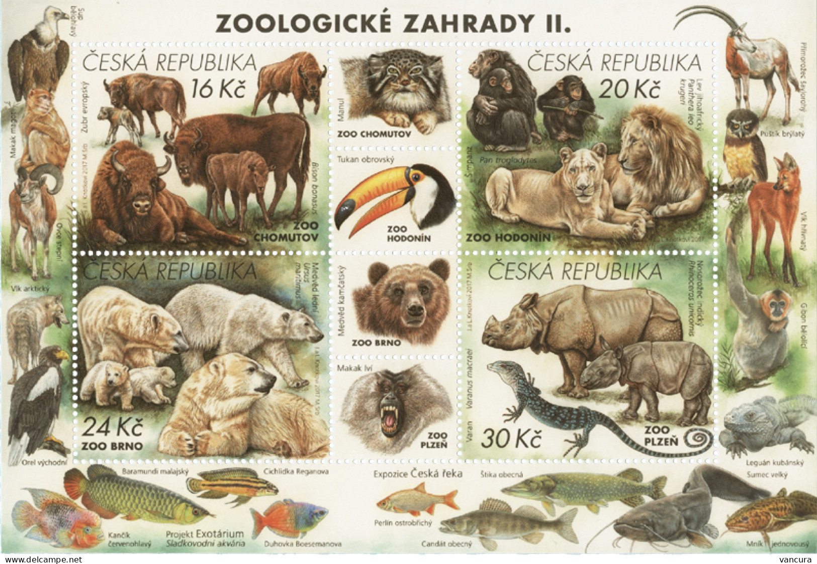 A 894 - 7, A 936 - 9, A 991 - 4, A 1038 - 41 Czechia Nature Protection: Zoological Gardens 2016 -2019 - Autres & Non Classés