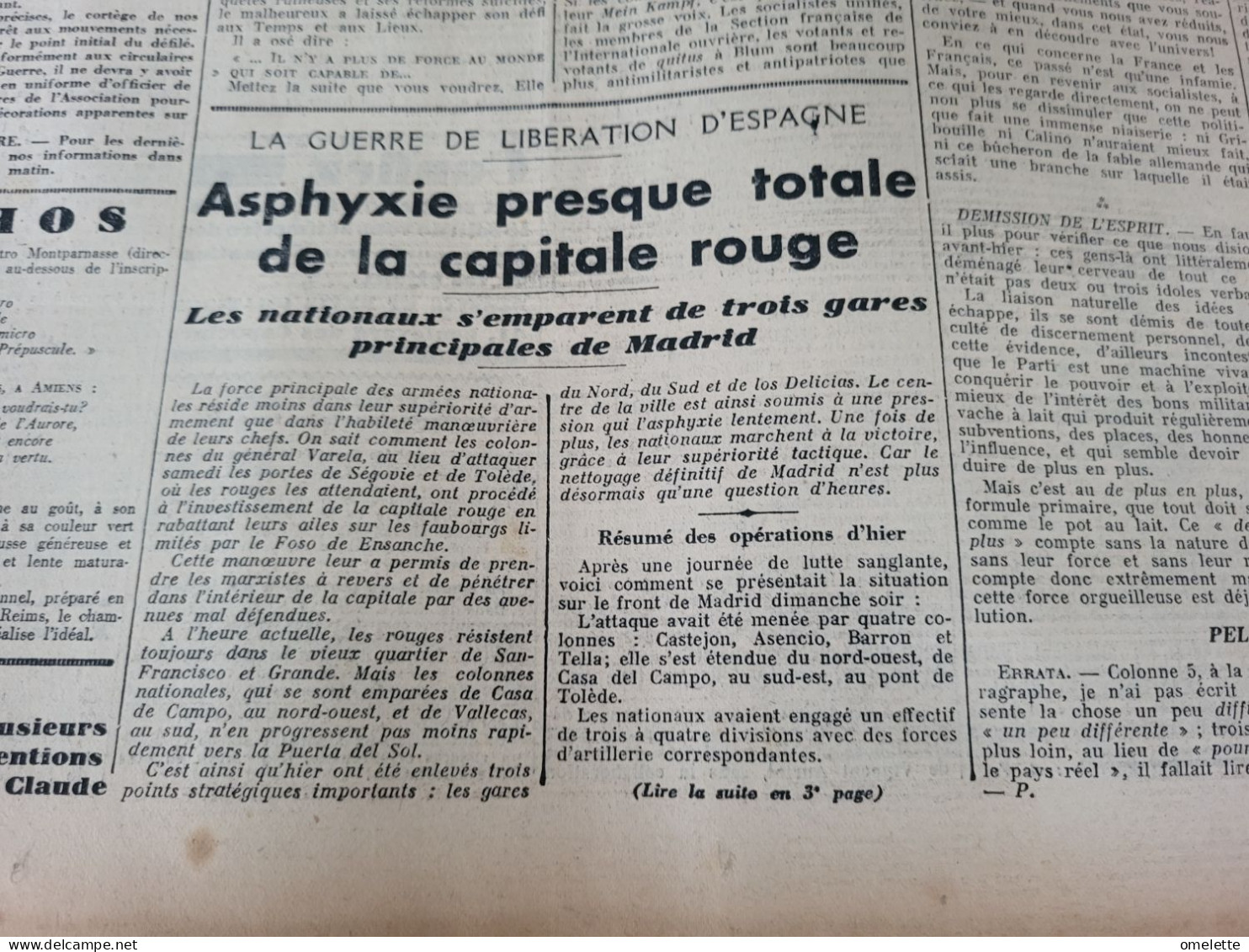 ACTION FRANCAISE 36/MAURRAS DAUDET /PARIS 1871MADRID 1936/PELLISSON OU NOUS MENENT CES GENS?ESPAGNE GUERRE MADRID  / - Sonstige & Ohne Zuordnung