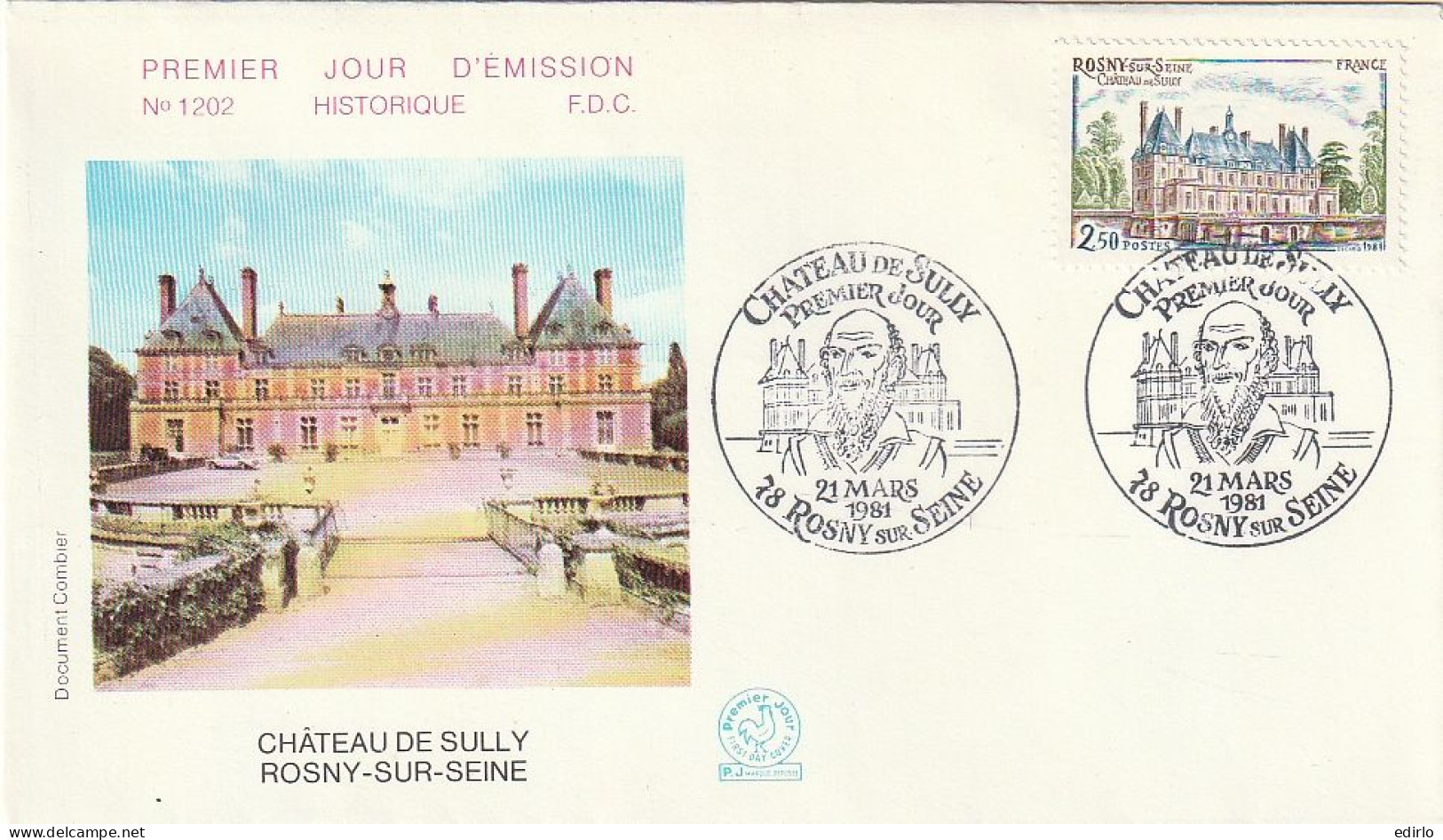 ///   FRANCE ///    PREMIER JOUR ---  FDC  ---  Château De Sully - 1980-1989