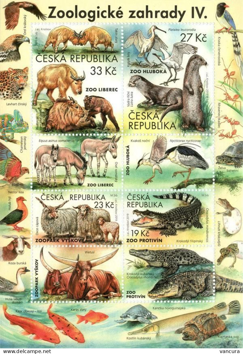A 1038 - 41 Czechia Nature Protection: Zoological Gardens 2019 Otter Donkey Crocodile Takin - Other & Unclassified