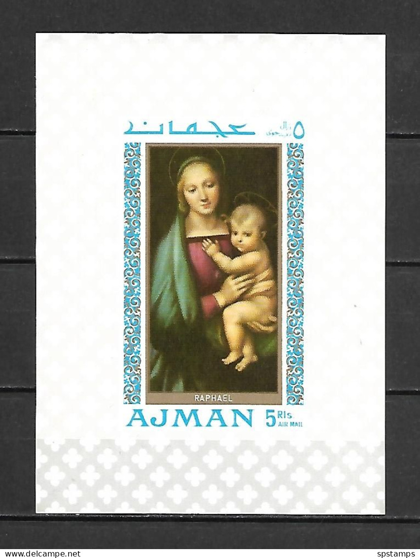 Ajman 1968 Art - Paintings - Madonna IMPERFORATE MS MNH - Otros & Sin Clasificación
