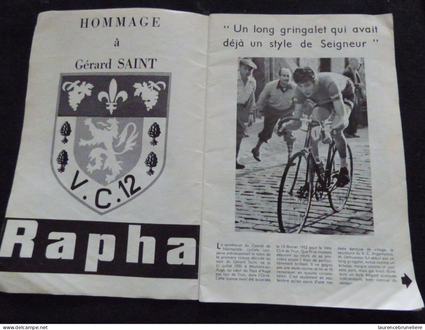 LIVRET CYCLISME - HOMMAGE A GERARD SAINT - Autres & Non Classés