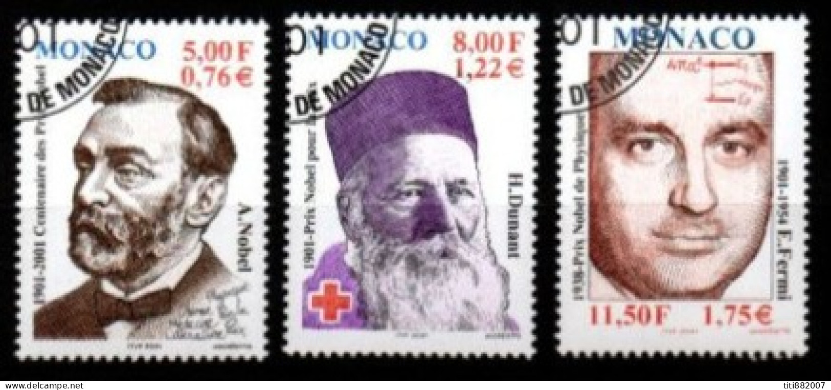 MONACO   -   2001 .  Y&T N° 2314 à 2316 Oblitérés   Série Complète.  Prix Nobel. - Used Stamps