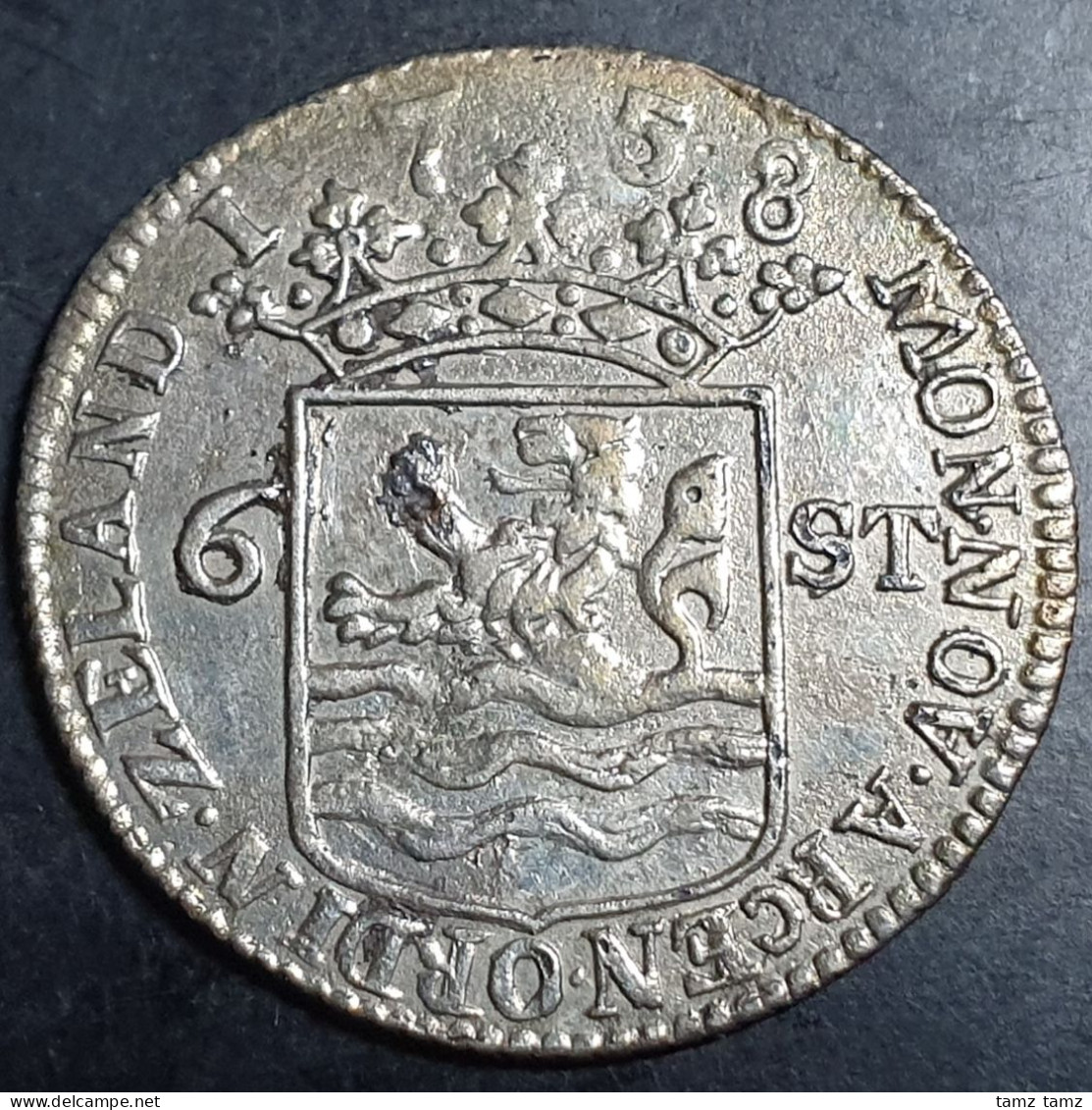 Netherlands 6 Stuiver Scheepjesschelling Zeeland Zeelandia 1758 Silver Fine - Monnaies Provinciales