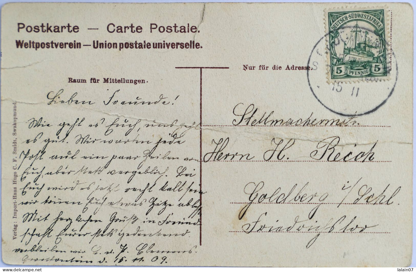 C. P. A. : NAMIBIE, NAMIBIA : Pier Und Alter Zoll In SWAKOPMUND, Stamp In 1909 - Namibia