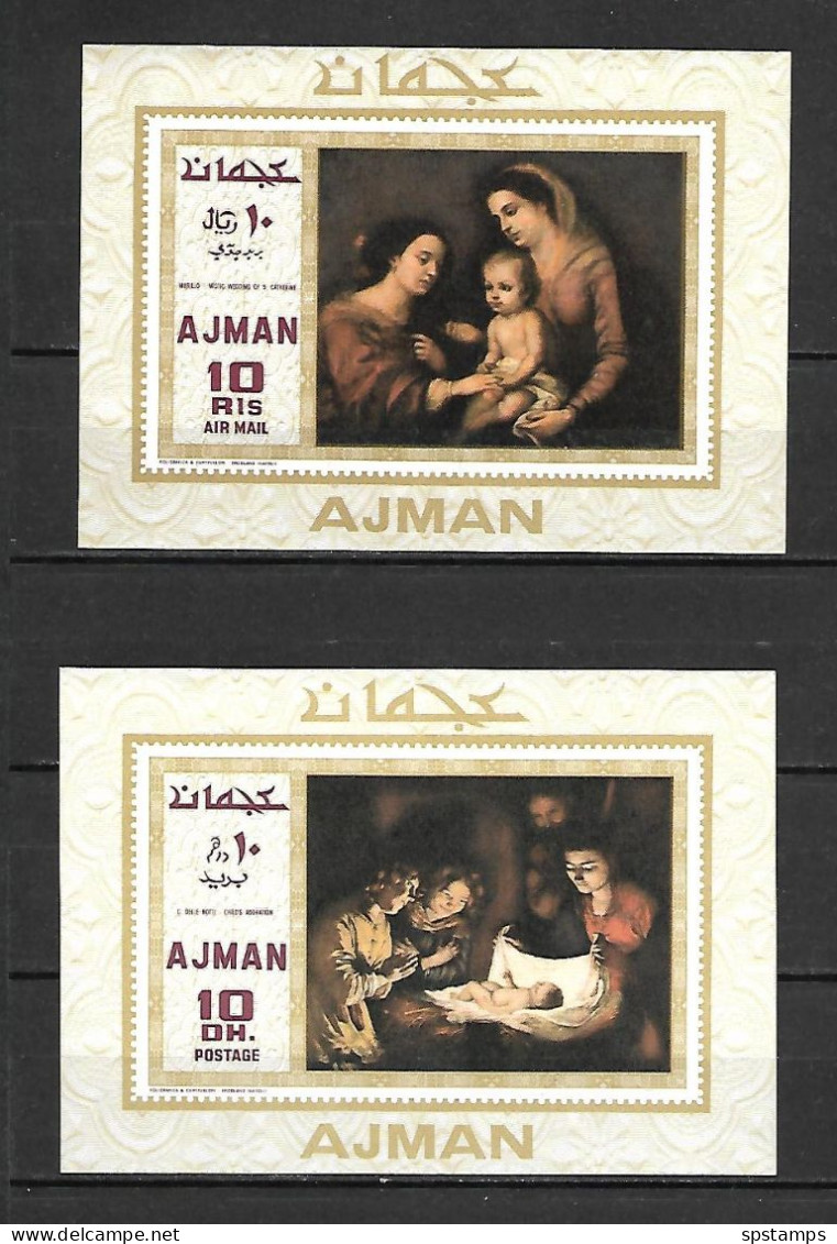 Ajman 1969 Art - Paintings - 2 IMPERFORATE MS MNH - Adschman