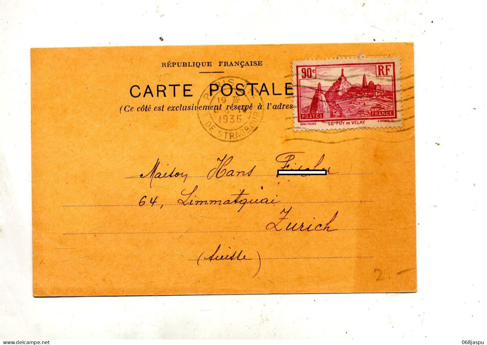 Carte Flamme Muette Paris  Sur Velay - Mechanical Postmarks (Advertisement)