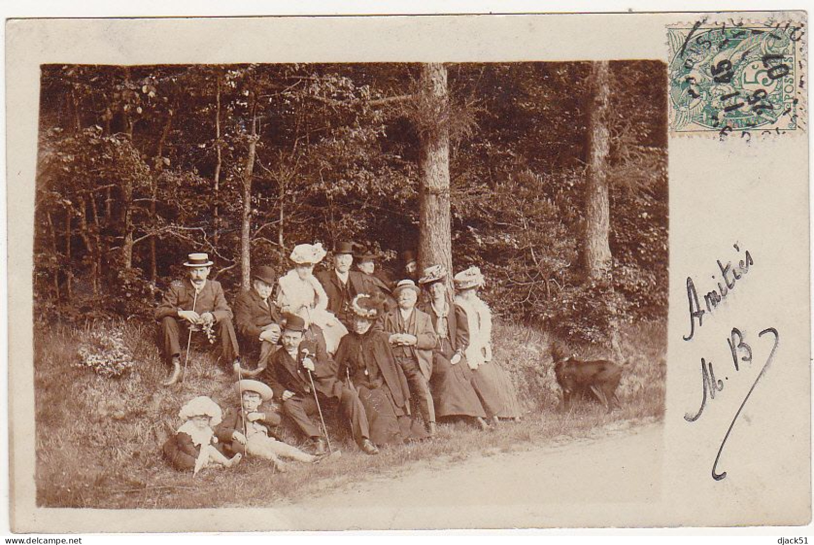 CARTE PHOTO - Famille En Promenade Dans Les Bois - 1907 - Photographie