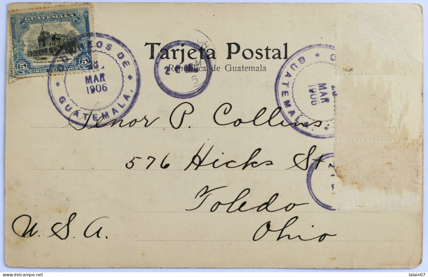 C. P. A. : GUATEMALA : Estacion Ferrocarril Central, Train, Stamp In 1906 - Guatemala