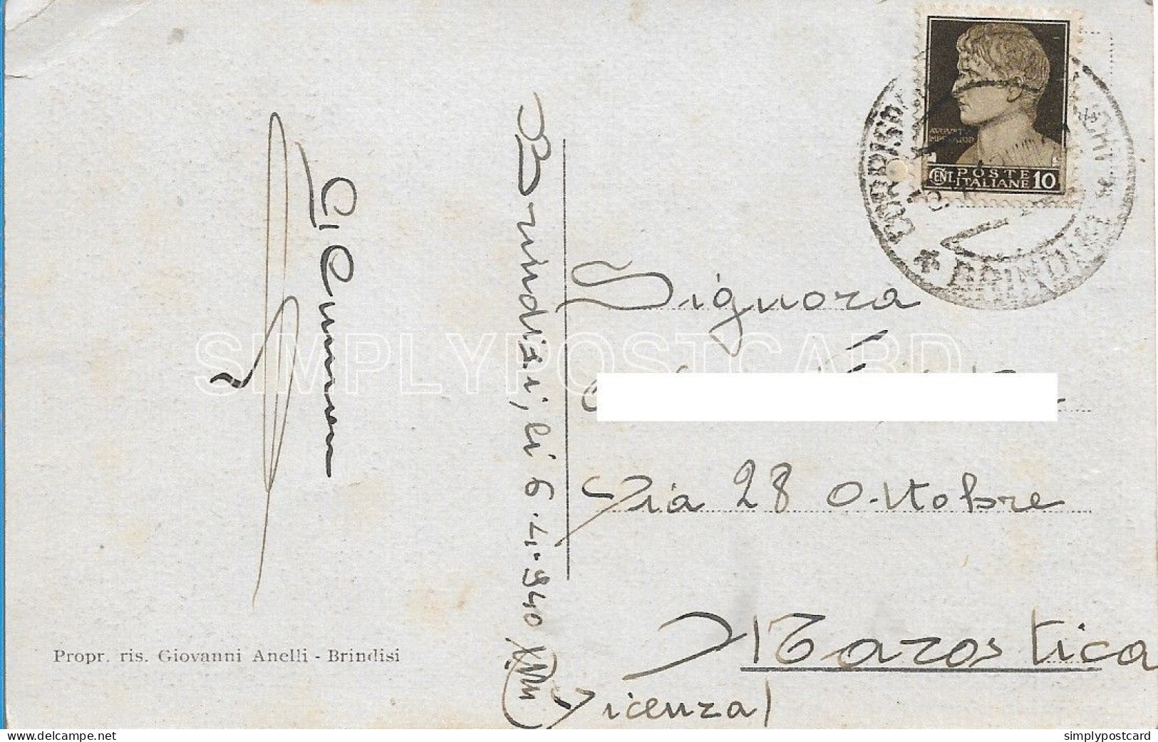CARTOLINA  BRINDISI - SOMMERGIBILE IN PORTO -  FP - VIAGGIATA 1940  - D8 - Brindisi