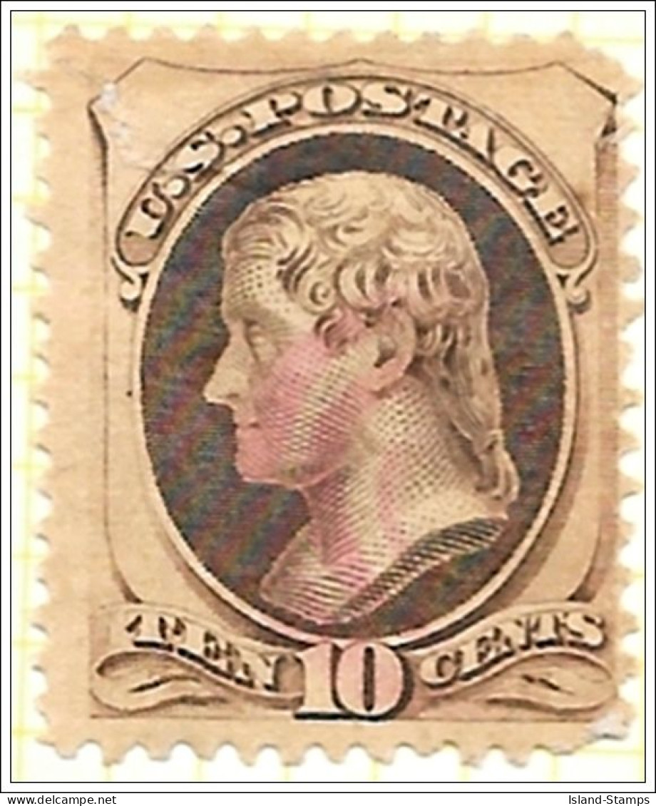 United States 1870-1871 10c Jefferson Brown Used Stamp V1 - Oblitérés