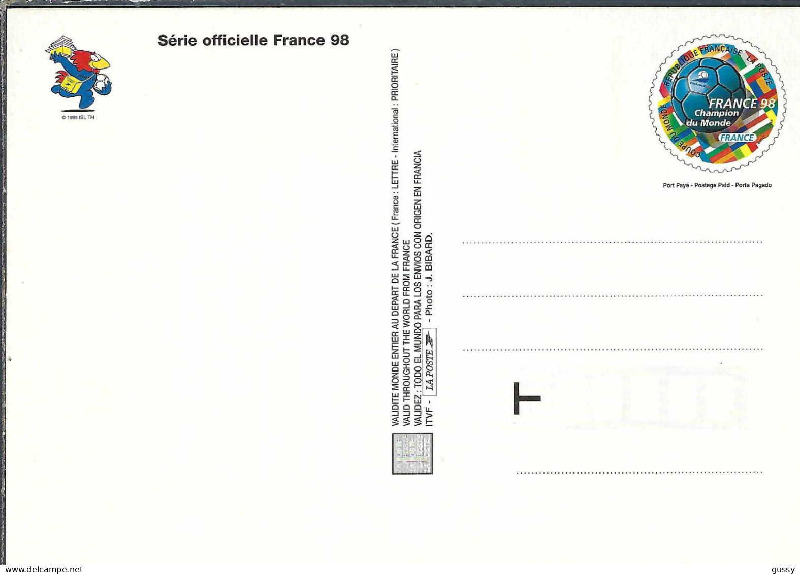 FRANCE Ca.1998: CP Ill. Entier "France Championne Du Monde De FB" Neuf - Altri & Non Classificati