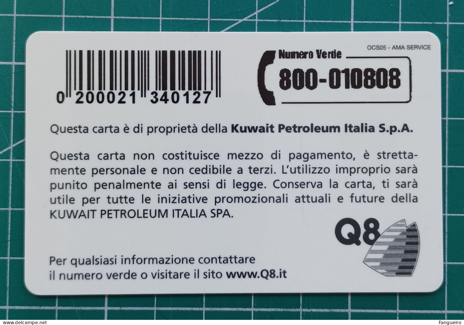 ITALIA GENERIC CARD FUEL COMPANY Q8 - Andere & Zonder Classificatie