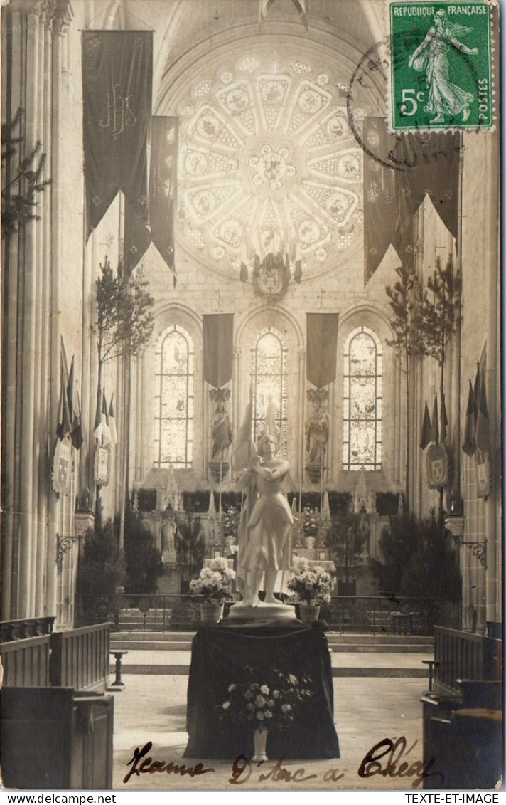 45 CHECY - CARTE PHOTO - L'église & Statue De Jeanne D'arc - Other & Unclassified
