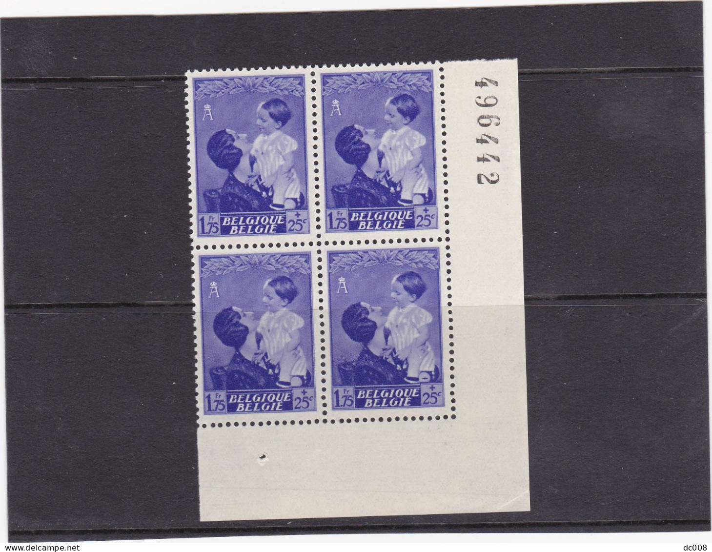 1937-COB 453-V 1,75Fr Wit Uurwerk Op Pols-Montre Blanche - Bl4x MNH - 1931-1960