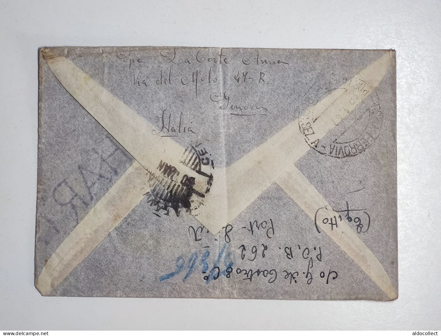 Lettera Raccomandata Via Aerea Da Genova Per Giava Indie Olandesi Del 1947 - Poste Aérienne