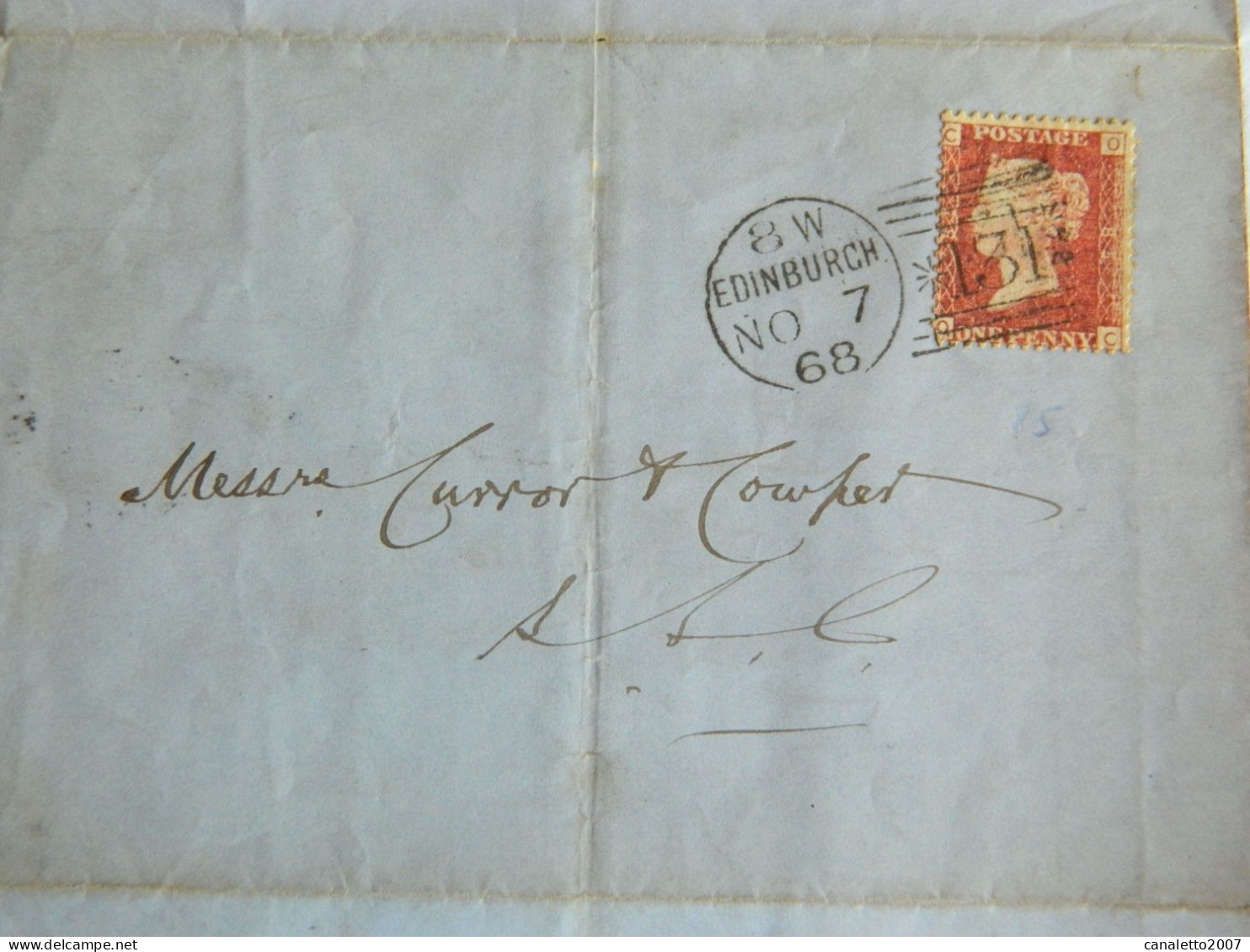 GRANDE BRETAGNE :LETTRE  AVEC LE N° 26 OBLITERATION  N° 131  EDINBOURG DE 1868 - Storia Postale