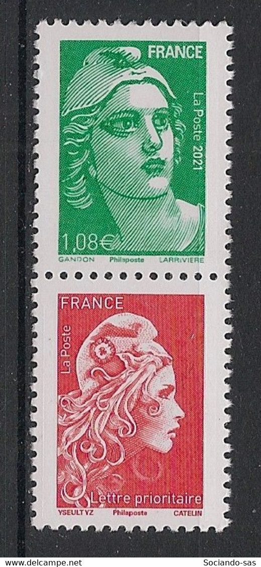 FRANCE - 2021 - N°YT. 5496b - Marianne De Gandon + L'engagée - Neuf Luxe ** / MNH / Postfrisch - Ongebruikt