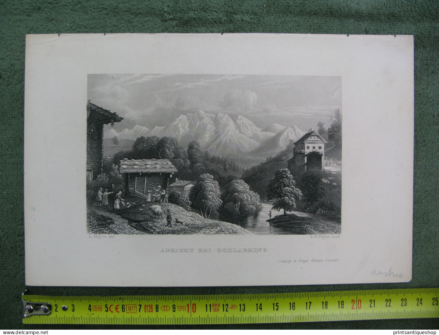 Print Engraving Österreich Original Stahlstich Schladming "Wanderungen Aus Tyrol Und Steyermark" - Estampes & Gravures