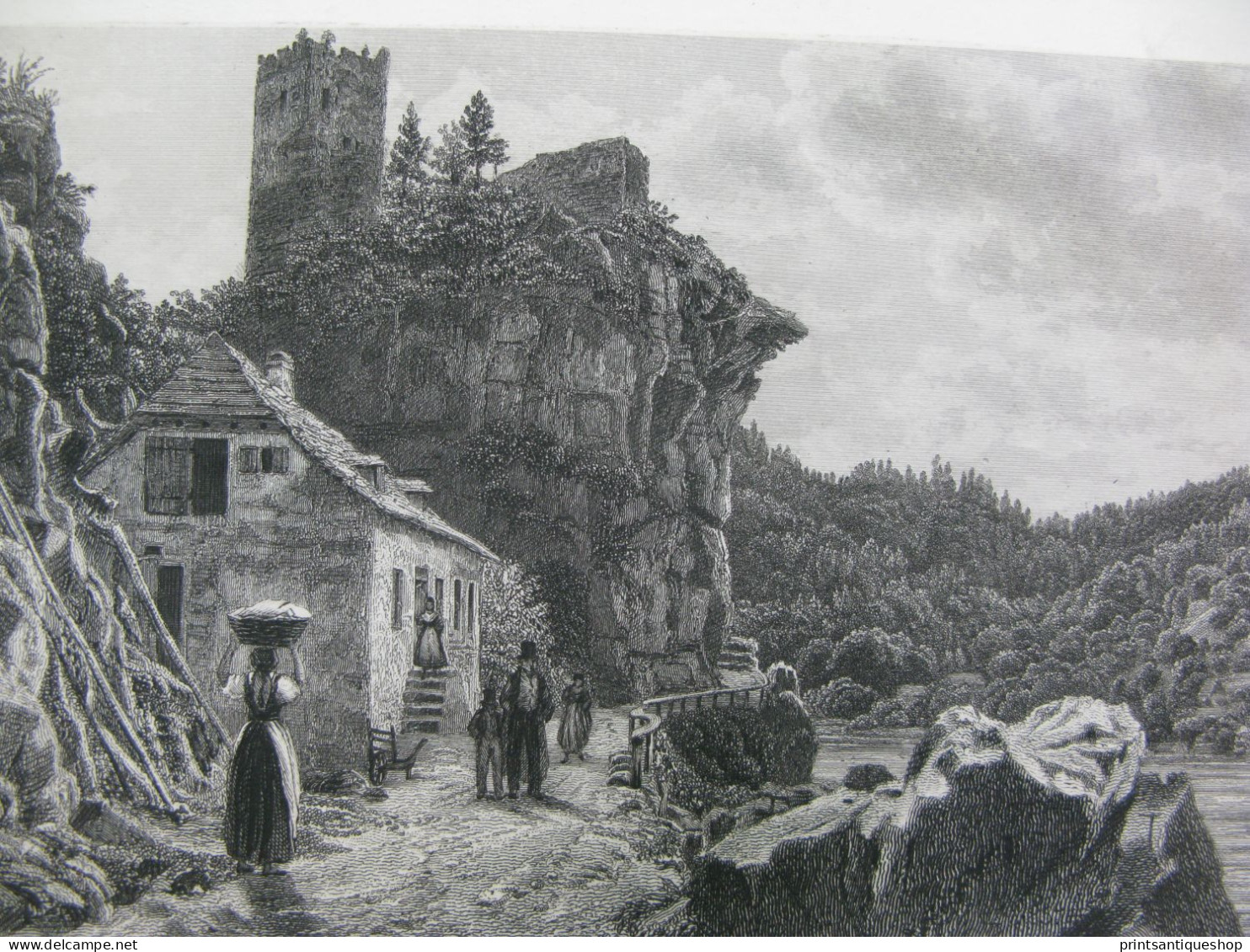 Print Engraving Österreich Original Stahlstich Werfenstein In Oberoestreich Struden An Der Donau - Prenten & Gravure