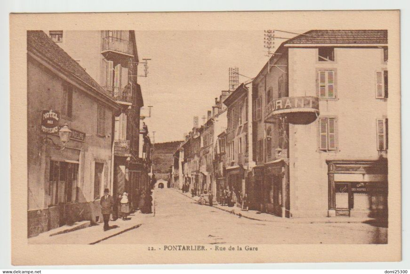 25 – PONTARLIER – CPA Sépia – Rue De La Gare – Hôtel  Des Voyageurs – Vue Peu Courante – CP Neuve - Pontarlier