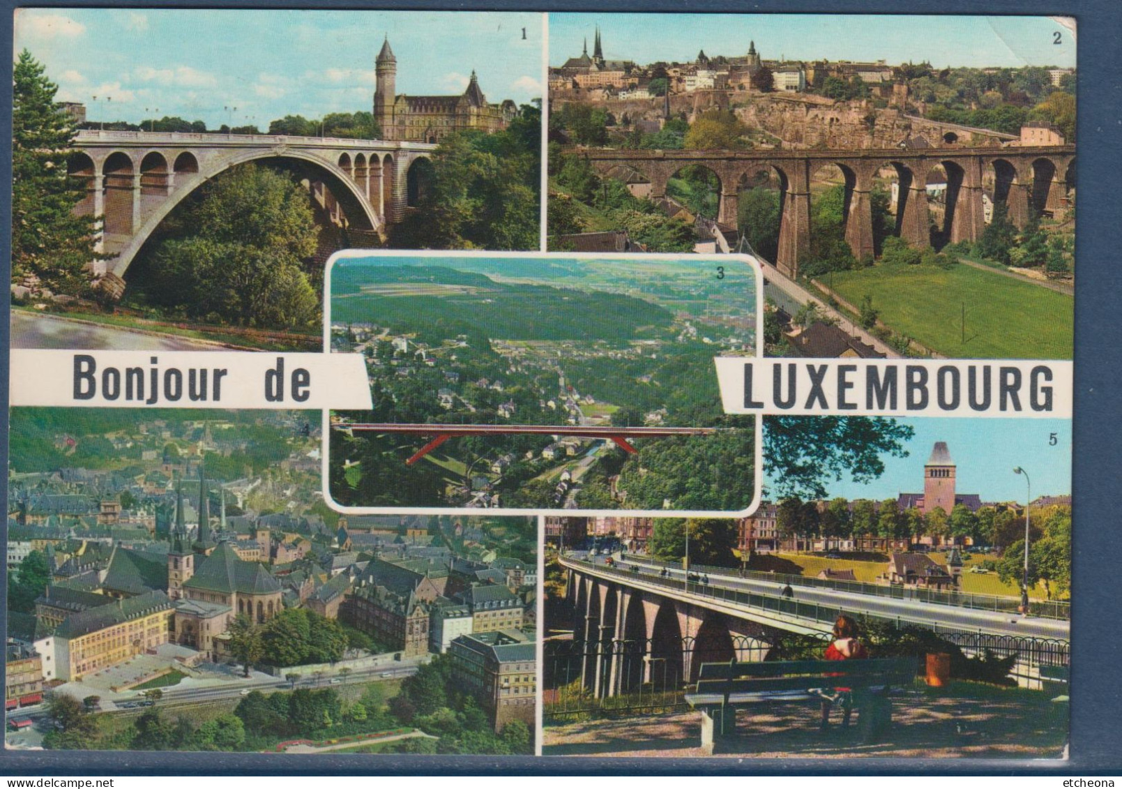 Bonjour De Luxembourg Les Ponts 4 Vues Sur 5 Pont Adolphe, Pont Grande Duchesse Charlotte, Viaduc, Cathédrale - Ponts