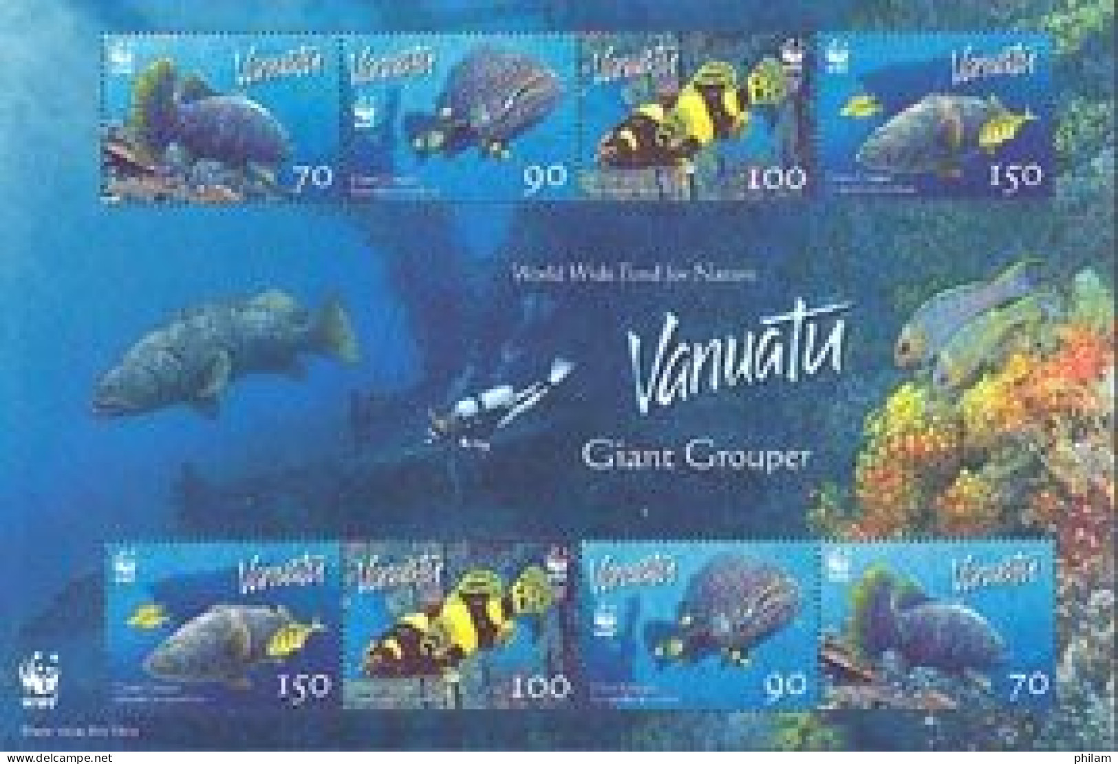 VANUATU 2006 - W.W.F. - Giant Grouper - Feuillet De 2 Séries De 4 V. - Fishes