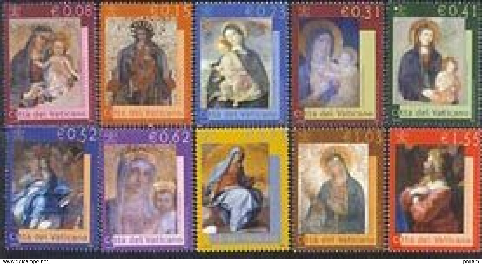 VATICAN 2002 - La Madone Dans Les Basiliques - 10 V. - Paintings