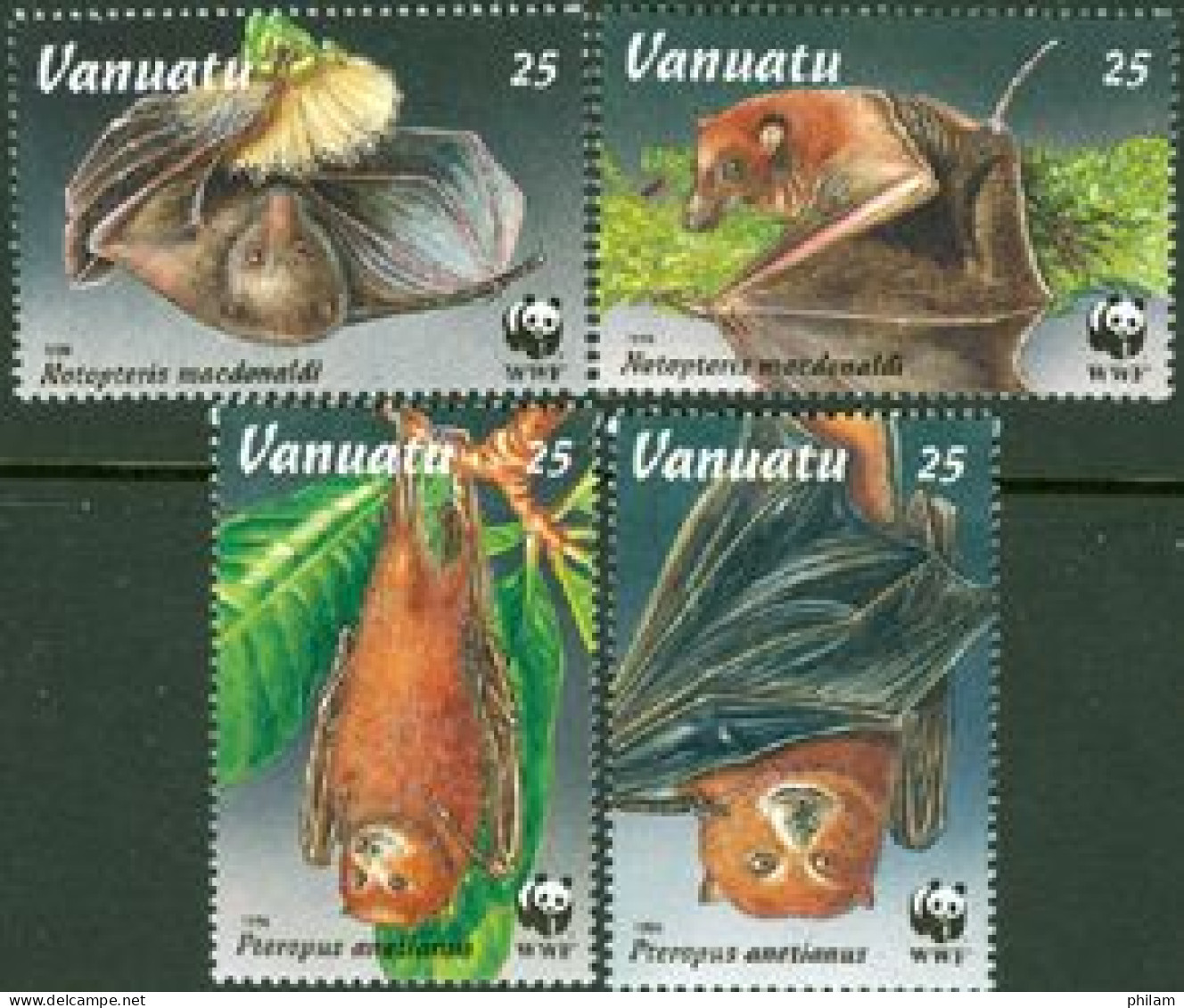 VANUATU 1996 - W.W.F. - Chauves Souris - 4 V. - Bats