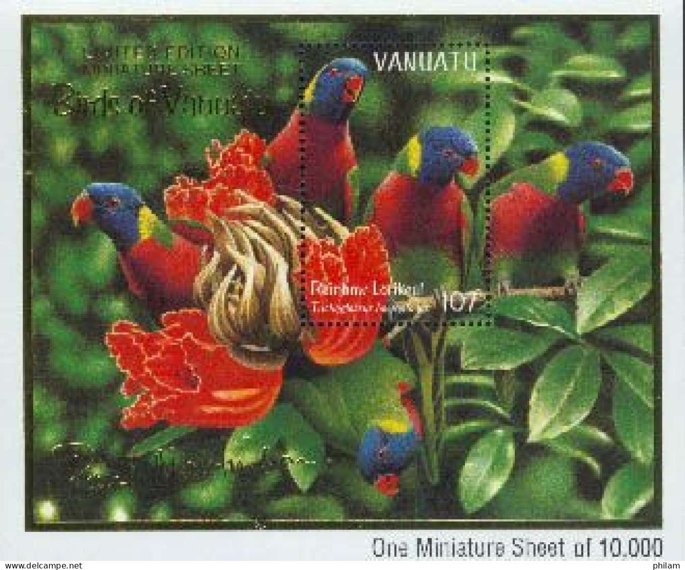 VANUATU 1999 - Oiseaux Locaux - Perroquet - Bloc  Limité - Papageien