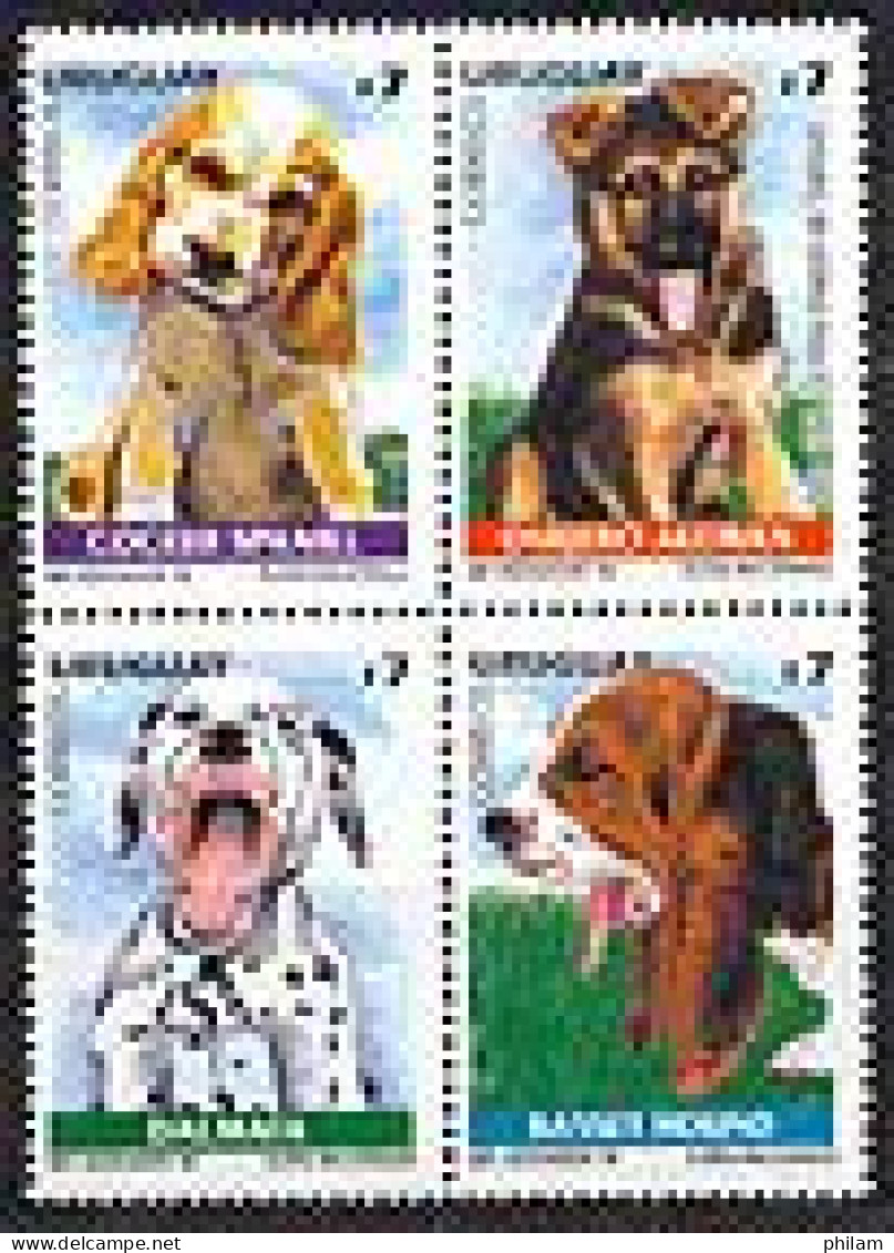 URUGUAY 1999 - Chiens De Race - Domestic Dogs  - Se Tenant - Perros