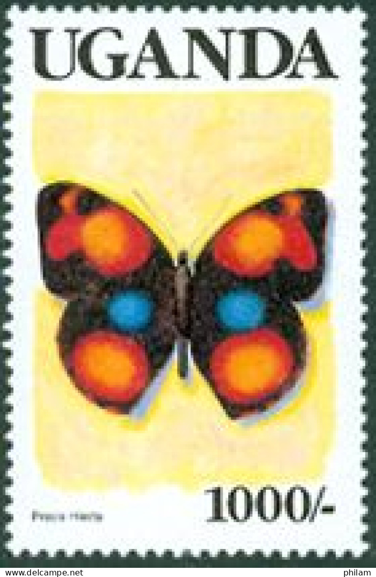 OUGANDA 1990 - Série Courante - Papillons -UGANDA En Noir - Haute Valeur - 1 V. - Mariposas