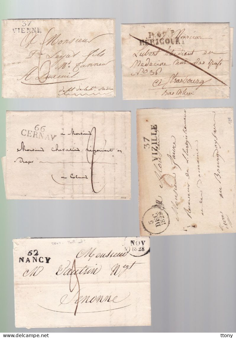 5 Lettres  Dite Précurseurs  Sur  Lettre   Ou Enveloppe 4  Marques  Postales Différentes 1816 - 1828 - 1829 -1827 - 1820 - 1801-1848: Precursors XIX