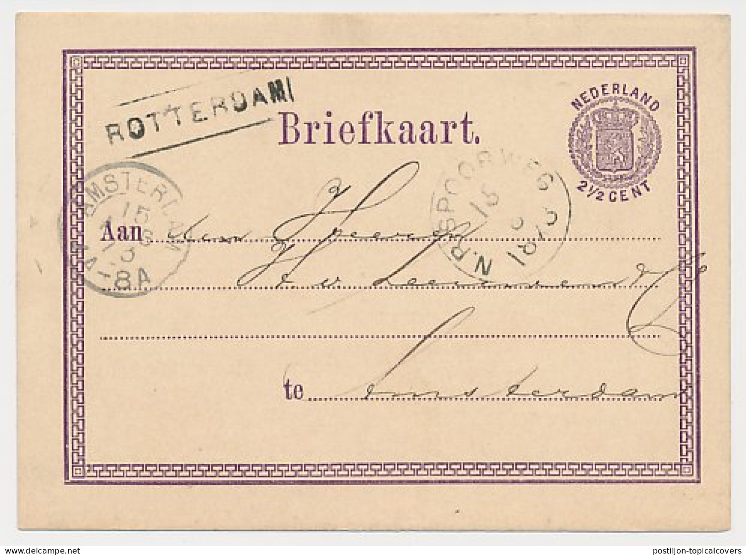 N.R. Spoorweg - Trein Haltestempel Rotterdam 1873 - Storia Postale