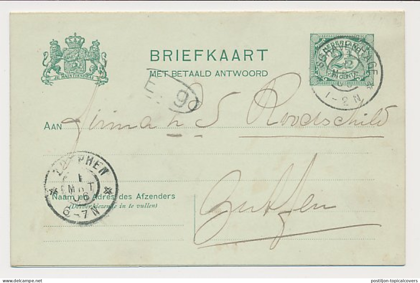 Briefkaart G. 69 Den Haag - Zutphen 1906 - Postal Stationery