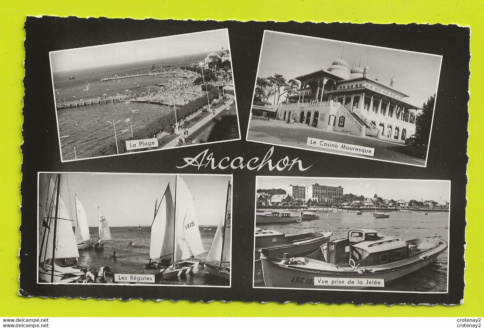 33 ARCACHON N°9085 En 4 Vues Voiliers Régates Casino Mauresque Plage VOIR DOS Et Flamme En 1964 - Arcachon