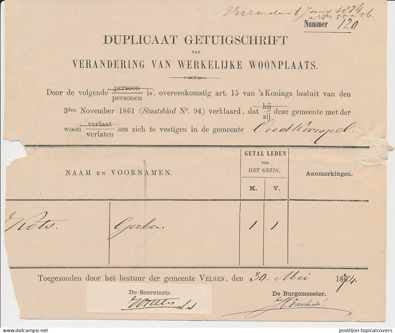 Zandpoort - Trein Takjestempel Haarlem - Helder 1874 - Covers & Documents